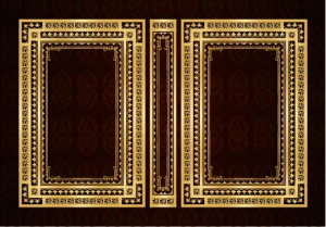 وکتور کادر و حاشیه طلایی با گل های دایره ای